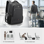 DUSLANG 17 Inch Laptop Backpack for Travel with Backpack Rain Cover College Backpack for Men Laptop Bag with USB Charging Port,Black