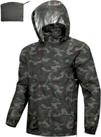 Outdoor Ventures Men's Rain Jacket Waterproof Lightweight Packable Rain Pullover for Hiking Golf Running