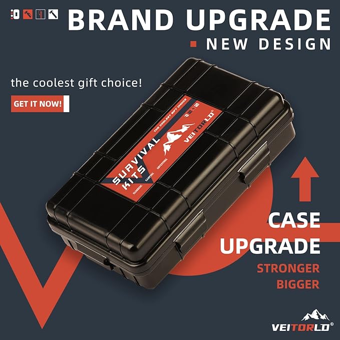 VEITORLD Gifts for Men Dad Him Christmas - Survival Gear and Equipment 12 in 1, Survival Kits - Cool Unique Fishing Hunting Birthday Gifts for Husband Teen Boy Boyfriend Women, Mens Stocking Stuffers