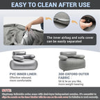 KingCamp Inflatable Couch for Camping, Portable Foldable Eco-Friendly Reach-Certified PVC Liner Air Lounger Blow Up Sofa with Foot Pump, Pegs, Repair Kit & Removable Cover