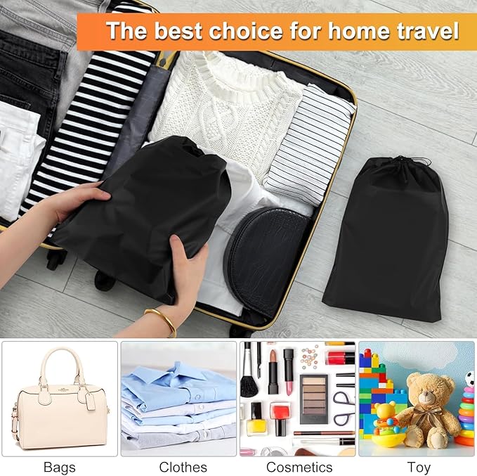 Shoe Bags for Travel, 15.7" x 11.8" Travel Shoe Bags for Packing, Large Waterproof Portable Drawstring Travel Shoe Storage Bag Travel Essentials Women for and Men (Orange & Black & Pink & Blue)