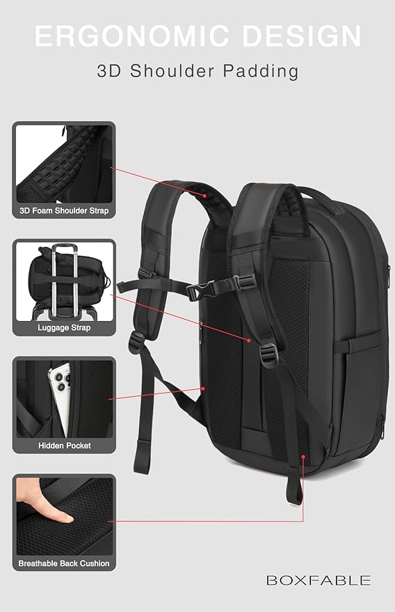 Vacuum Seal Travel Backpack 45L with Pump - Expandable Air Compression System, Water-Resistant Business TSA Lock, Laptop Backpack, Carry-On Suitcase Luggage, Gifts for Men
