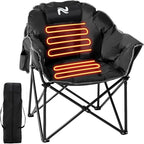 Slsy Heated Camping Chair Oversized, Outdoor Portable Heated Folding Chair, Heavy Duty 500 lbs Support, Padded Seat for Outdoor Sports, Camping, Patio, and Picnics