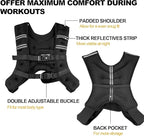 Weighted Vest Weighed Vest Women Men Kids, 8lb/12lb/16lb/19lb Body Weight Vest with Reflective Stripe, Adjustable Weighted Vest for Strength Training, Running, Walking, Workout, Jogging