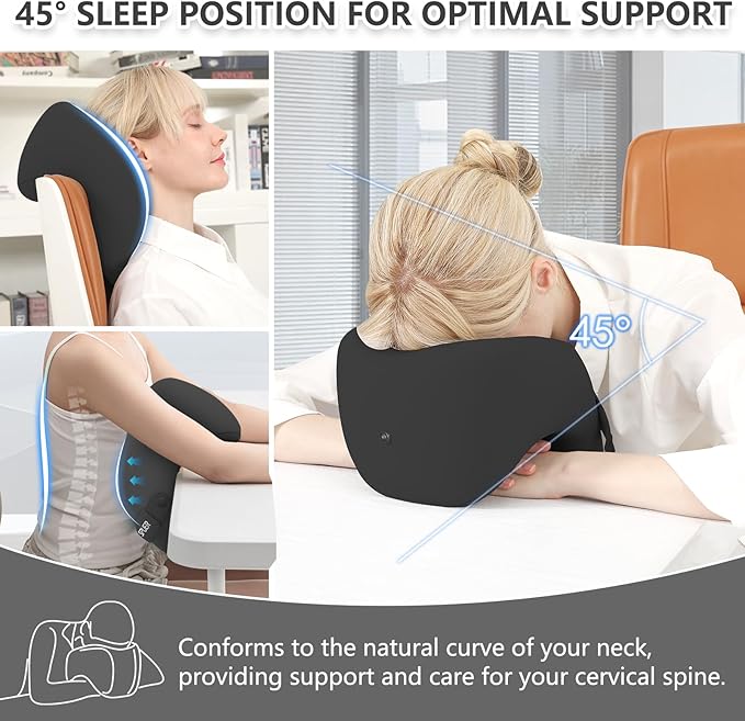 2in1 Ergonomic Memory Foam Travel Neck Pillow – 2025 Upgrade Travel Pillow for All Sleep Positions on Flights, Road Trips, and Long Distance Travel with Drawstring Bag (Adjustable - Black)