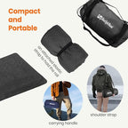 4-in-1 Large Outdoor Blanket - Waterproof & Windproof Thickened Warm Fleece Camping Blanket for Stadium, Hiking, Sporting Events - 81"x57", Packable (Dark Gray)