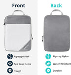 6 Set Compression Packing Cubes for Travel - Compressible, Lightweight, and Space-Saving Packing Cubes, Travel Essentials for Women, Grey