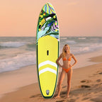 10'6"Inflatable Stand Up Paddle Board Ultra Portable-Lightweight & Stable|All-in-One Kit w/Aluminum Paddle, Dual-Action Pump & Backpack|Lakes & Oceans Ready for Family Recreation by Aquajourney