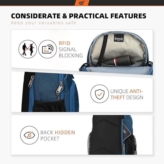 SKYSPER Sling Bag RFID Crossbody Sling Backpack Cross Body Shoulder Bag Travel Hiking Daypack for Women Men