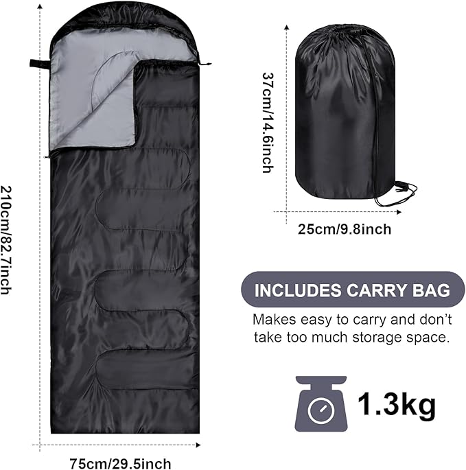Tudomro 2 Pcs Camping Sleeping Bag for Adults, Lightweight Packable Waterproof Camping Gear Equipment to Keep Warm for Spring Summer Fall Indoor Outdoor Backpacking Hiking Travel