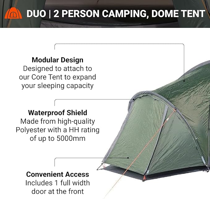 Crua Duo Outdoor Camping Tent – 2 Person Tent for Camping, Easy Pop-up Assembly, Lightweight and Waterproof Outdoor Gear for Hiking Backpacking, Weather Resistant