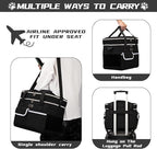 BAGLHER Dog Travel Bag for Supplies - Double-Layer Airline Approved Weekend Pet Travel Organizer Set for Dog and Cat Tote with 2 Pet Food Containers and 2 Collapsible Silicone Bowls Black