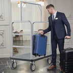 Heavy Duty Luggage Cart - 8" Wheels with Brackets, Commercial Grade Hotel Luggage Trolley, Deluxe Rectangular Steel Bellman Cart with Platform for Hotels Us