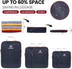 Lightweight Compression Packing Cubes for Suitcases, Compressible Expandable Travel Packing Organizer with Clear Toiletries and Backpack Bag, Travel Essentials for Carry on Luggage 7 Set