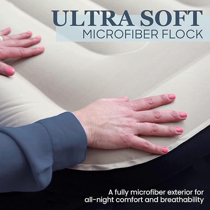 Englander Twin Air Mattress - Double High, 300 LB Capacity Luxury Camping Mattress with Built-in Pump, Waterproof and Microfiber