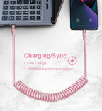 KIYODA USB C to Lightning Cable 3FTfor Car, Coiled iPhone Charger Fast Charging Short USBC Lightning iPhone Cord for iPhone14/13/12/11 Pro Max/iPad/CarPlay- 2Pack Pink