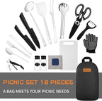 Camping Cooking Utensils Set- Camping Essentials Cookware Accessories Gear Must Haves Camper Tent Camp Kitchen Rv Gadgets Outdoor Stove Portable Picnic Gifts for Women BBQ Stuff
