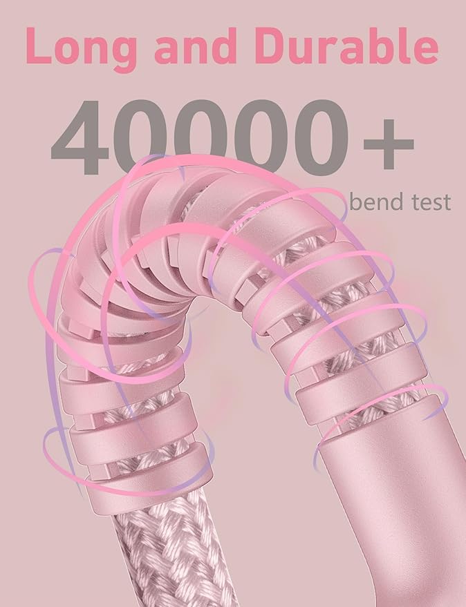 USBC to USBC Cable Fast Charging 66W, 2Pack 3FT USB C Cable, iPhone USB C Charger Cable Short USB Type C to C Cord Nylon Braided for iPhone 17/16/15/Pro Max/Plus/Samsung Galaxy S23/LG and More-Pink