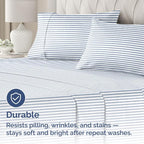 Queen Pillow Cases Set of 2 - Ultra Soft Hotel Quality Pillowcase Covers - Comfy Cozy Bedding for Women, Men, Kids & Teens - Machine Washable Pillow Protectors - 2 Pieces Set - Queen Size Blue Stripes