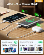 for Magsafe Portable Charger, 12000mAh Wireless Magnetic Power Bank with Stand and PD 20W Fast Charging, for Magsafe Battery Pack Compatible with iPhone 17/16/15/14/13 Series,Travel Camping Essential