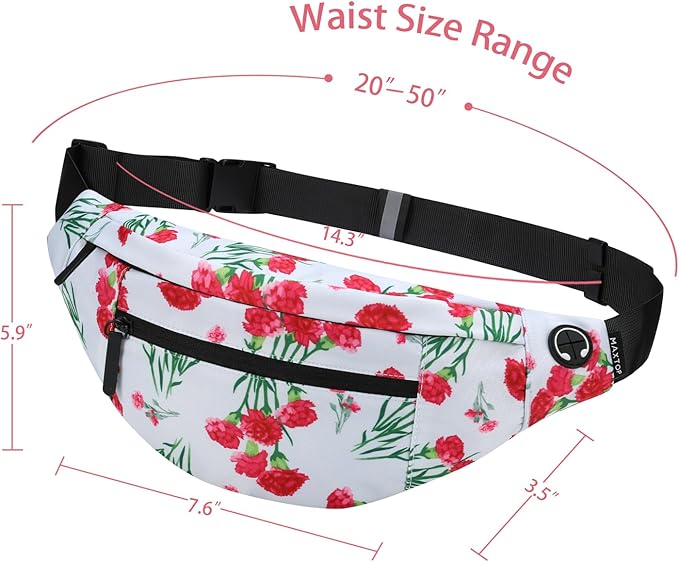 MAXTOP Large Crossbody Fanny Pack with 4-Zipper Pockets,Gifts for Enjoy Sports Festival Workout Traveling Running Casual Hands-Free Wallets Waist Pack Phone Bag Carrying All Phones