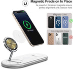 3 in 1 Charging Station for Apple - Faster Mag-Safe Charger Stand for iPhone - Magnetic Wireless Charger Station for iPhone 17/16/15/14/13/12 Series, Apple Watch Series, AirPods Pro (White)