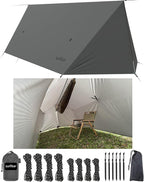 Sunyear Hammock Rain Fly Waterproof - Premium Hammock Tarp with Doors to Stay Warm and Dry in All Seasons | Portable and Lightweight Camp Rain Fly with All Installations Included | 11 Ft / 2lbs