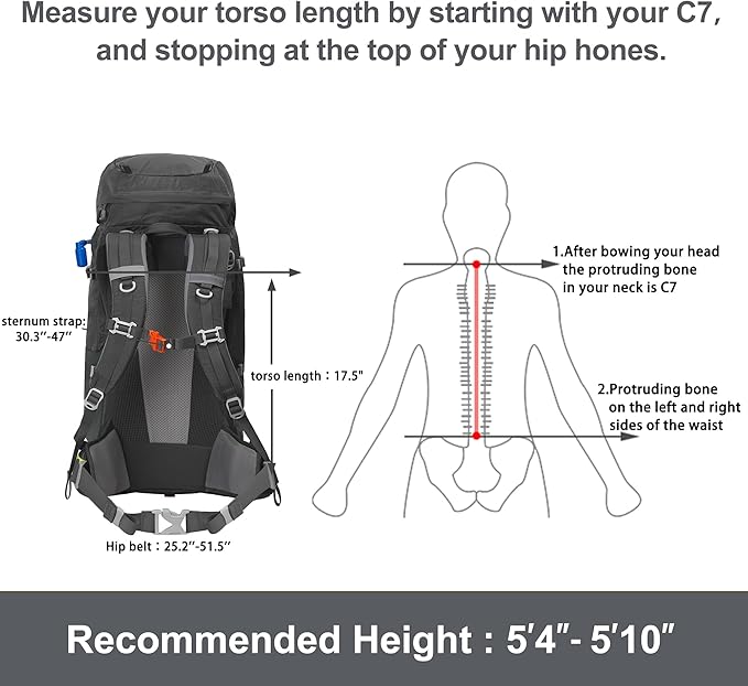 N NEVO RHINO Internal Frame Hiking Backpack 50/60/65/70/80L, Mountain Climbing Camping Backpack Daypack Waterproof Rain Cover