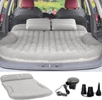 KMZ SUV Air Mattress Thickened and Double-Sided Flocking Travel Camping Bed with 2 Pillows & Electric Pump Dedicated Mobile Cushion Inflatable Bed for SUV Trunk and Rear Seat (Light Gray)