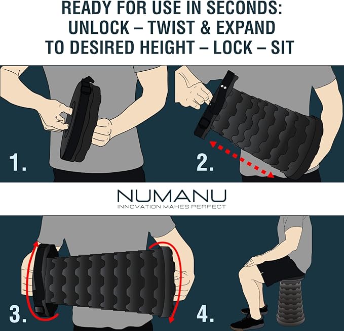 Collapsible Stool 2-Pack - Portable Folding Stool, Height Adjustable, Lightweight & Sturdy, Retractable Telescoping Camping Pop Up Seat Chair or Foldable Travel Footrest - Max 400lbs