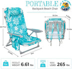 #WEJOY Folding Beach Chair for Adults, 4-Position Aluminum Lightweight Beach Chair, Low Sands Chairs with Shoulder Strap, Cup Holder and Padded Headrest, Supports 265lbs for Lawn