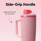 Owala FreeSip Tumbler Insulated Stainless Steel Water Bottle with Built-in Straw and Side Handle, For Travel, Work, School, and Sports, 40oz, BPA Free, Leak Proof, Angel Food Cake