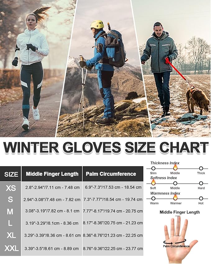 RIGWARL Upgraded Plush Gloves for Cold Weather, Women Men Winter Gloves for Late Fall and Early Winter, Warm Running Gifts