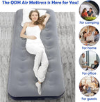 Camping Air Mattress Inflatable Air Bed Flocked Surface Travel Bed Sleeping Pad Air Bed for Outdoor Camping Tent Guest Travelling（Navy Blue,2 PCS）