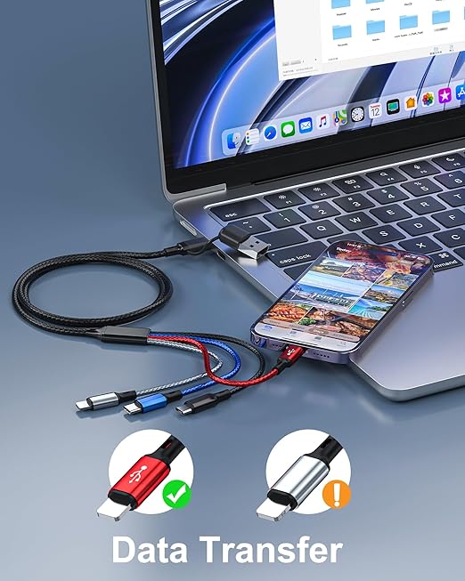 seynli (3-Pack) 6-in-1 Multi Charging Cable 6ft, Charging Cables for Multiple Devices, Compatible with Three Types Ports, USB-C, Micro USB - Multi End Charging Cable Supports 2.4A Fast Charging