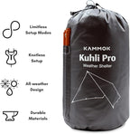 KAMMOK Kuhli Pro | Versatile Weather Shelter, (Waterproof, Durable, Portable, Camping Tarp, Hammock Tarp, Rain Cover), Granite Gray