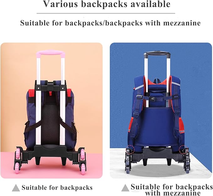 Lightweight Foldable Backpack Trolley – Black 3-Wheel Rolling Hand Truck with Strap, Portable Folding Cart for Backpack, Travel, Commuting, and Daily Utility Use