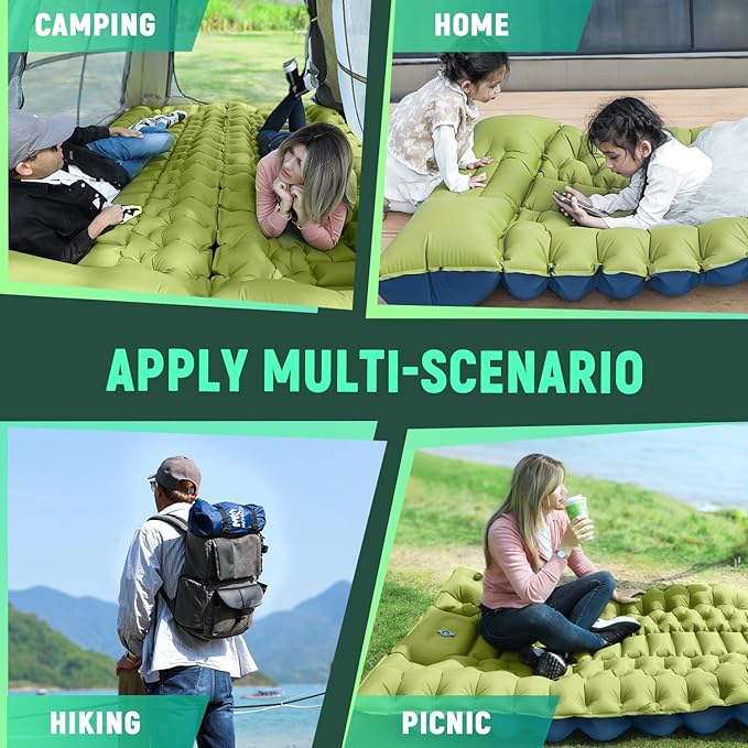 Camping Sleeping Pad, Ultralight Camping Mat with Built-in Foot Pump, Comfortable Sleeping Mat for Backpacking, Car Traveling,Tent,and Hiking