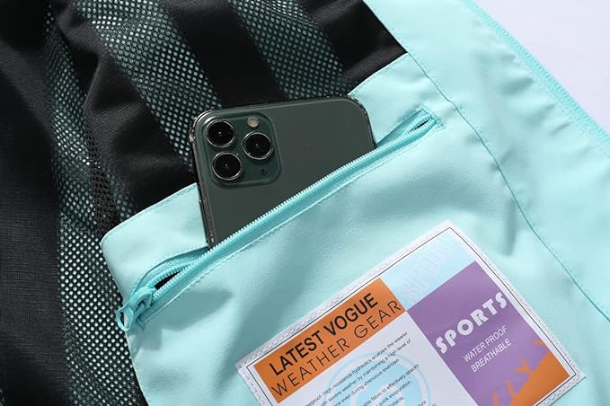 MOERDENG Women's Waterproof Rain Jacket Lightweight Raincoat Hooded Hiking Jacket Softshell Windbreaker