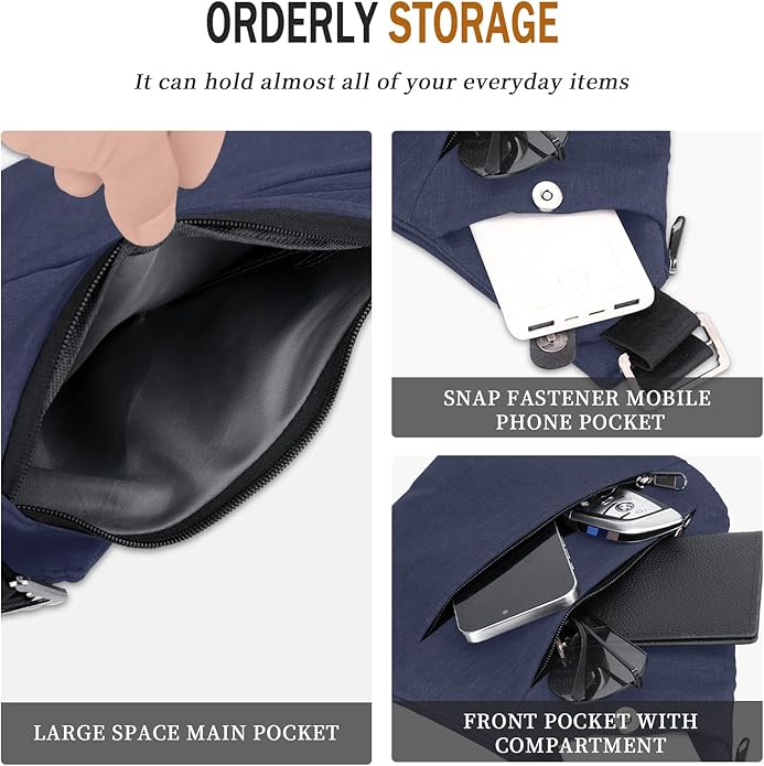 Anti Theft Crossbody Travel Bag for Women Men,Multi-pocket Crossbody Bag,Slim Sling Bag with Adjustable Strap