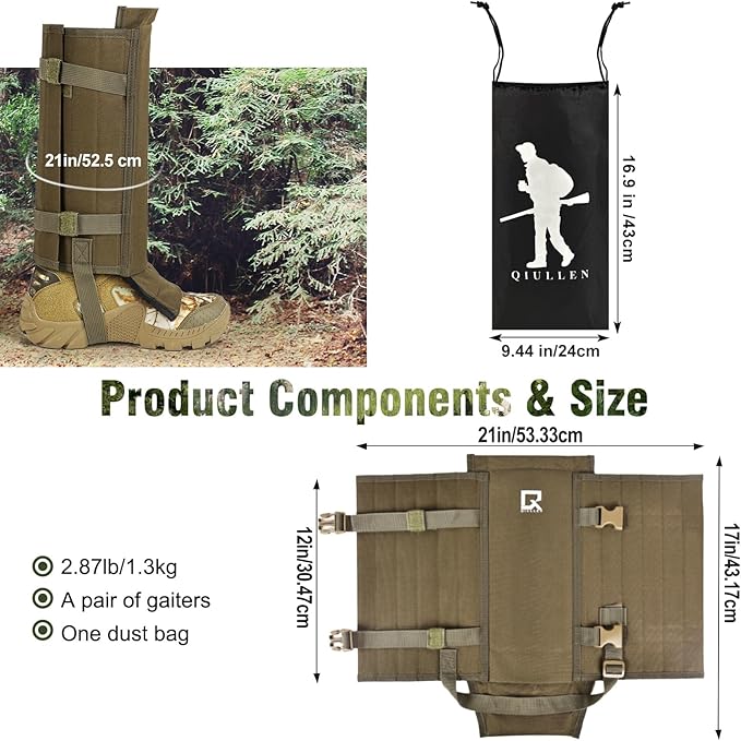 Snake Guard Chaps Snake Gaiters Snake Bite Protection Waterproof for Lower Legs Snake Bite Prevention Snake Guards with Adjustable Size for Preventing Thorns/Branches/Sharp Objects