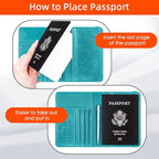 WALNEW Passport Holder for Travel, RFID Passport Cover Wallet for Women Men, PU Leather Passport Book Card Holder Case with Pen, Travelling Essentials for Flying