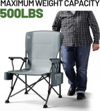 TIMBER RIDGE Oversized Folding Camping Chair High Back Heavy Duty for Adults Support up to 500lbs with Cup Holder, Side Pocket Cooler Bag