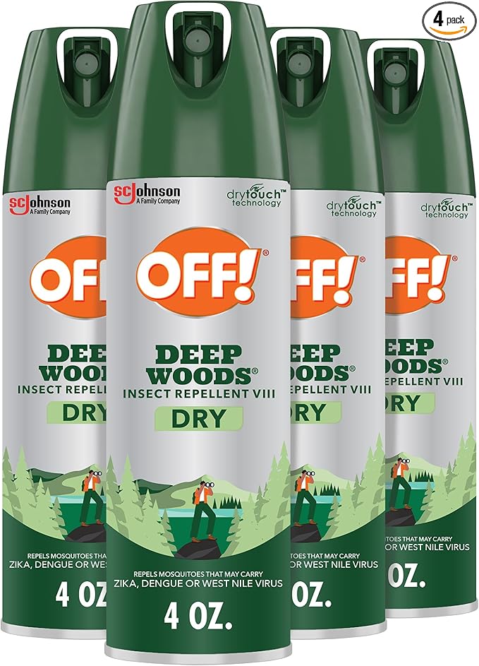 OFF! Deep Woods Insect Repellent Aerosol, Dry, Non-Greasy Formula, Bug Spray with Long Lasting Protection from Mosquitoes, 4 Oz, 4 Count