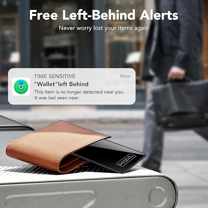 2026 New [Apple MFi Certified] Slim Wallet Tracker Card 0.09in for Apple Find My (iOS Only), GPS Tracker Card (4 Pack) for Airtag Wallet, Wireless Charging, Key Finder and Item Locator for Passport