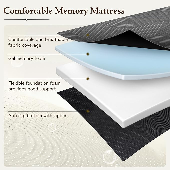 Tri Folding Mattress Queen Size - Memory Foam Tri-fold Mattres, Handle & Non-Slip Bottom, Portable Foldable Sofa Bed Floor Chair for Travel RV Camping Guest Yoga - 4 Inch, 78"x58"x4"