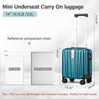 Hanke 14 Inch Underseat Carry On Luggage with Wheels Hard Shell Suitcases Carry On Bag Lightweight Small Mini Suitcase Tsa Luggage for Travel. Caribbean Blue.