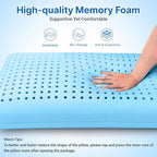 Cooling Memory Foam Pillows, Cooling Bed Pillow, Bed Pillow for Side, Back and Stomach Sleepers, Neck Pillow for Sleeping with Removable and Machine Washable Cover, Queen Size (1 Pack)