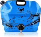 Camping Water Jug 2.1 Gallon CollapsibleWater Container Portable Water Bag for TravelOutdoor Hiking BPA Free Lightweight (Blue (2.1 Gal), 4)