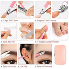 Manicure Set Women Nail Kit with Nail Clippers Eyebrow Tweezers Glass Nail File with Case Manicure Pedicure Kit Grooming Kit Personal Care Tools for Home Outdoor Travel Gift Giving Salon